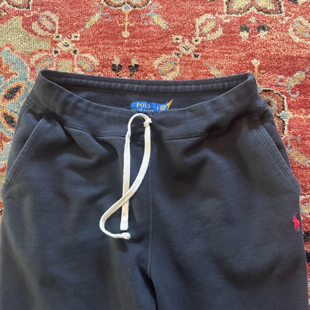 Polo Ralph Lauren Black Sweatpants with White Drawstring